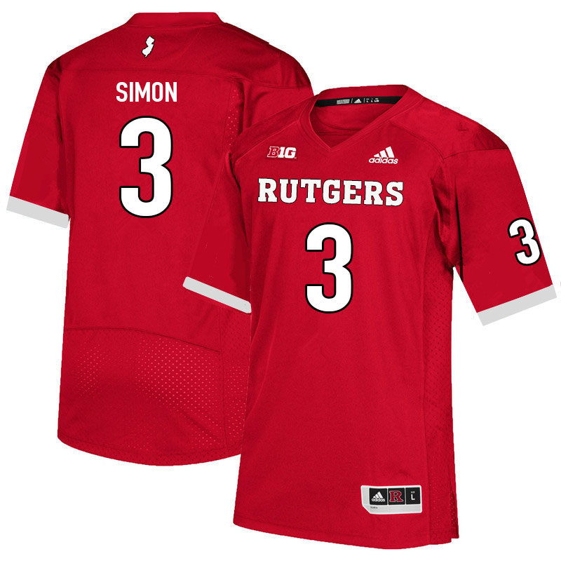 Men #3 Evan Simon Rutgers Scarlet Knights College Football Jerseys Sale-Scarlet